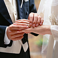 結婚式場での指輪交換
